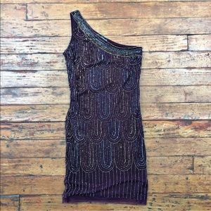 Pisarro Nights Dress Size 6 purple plum beaded fab